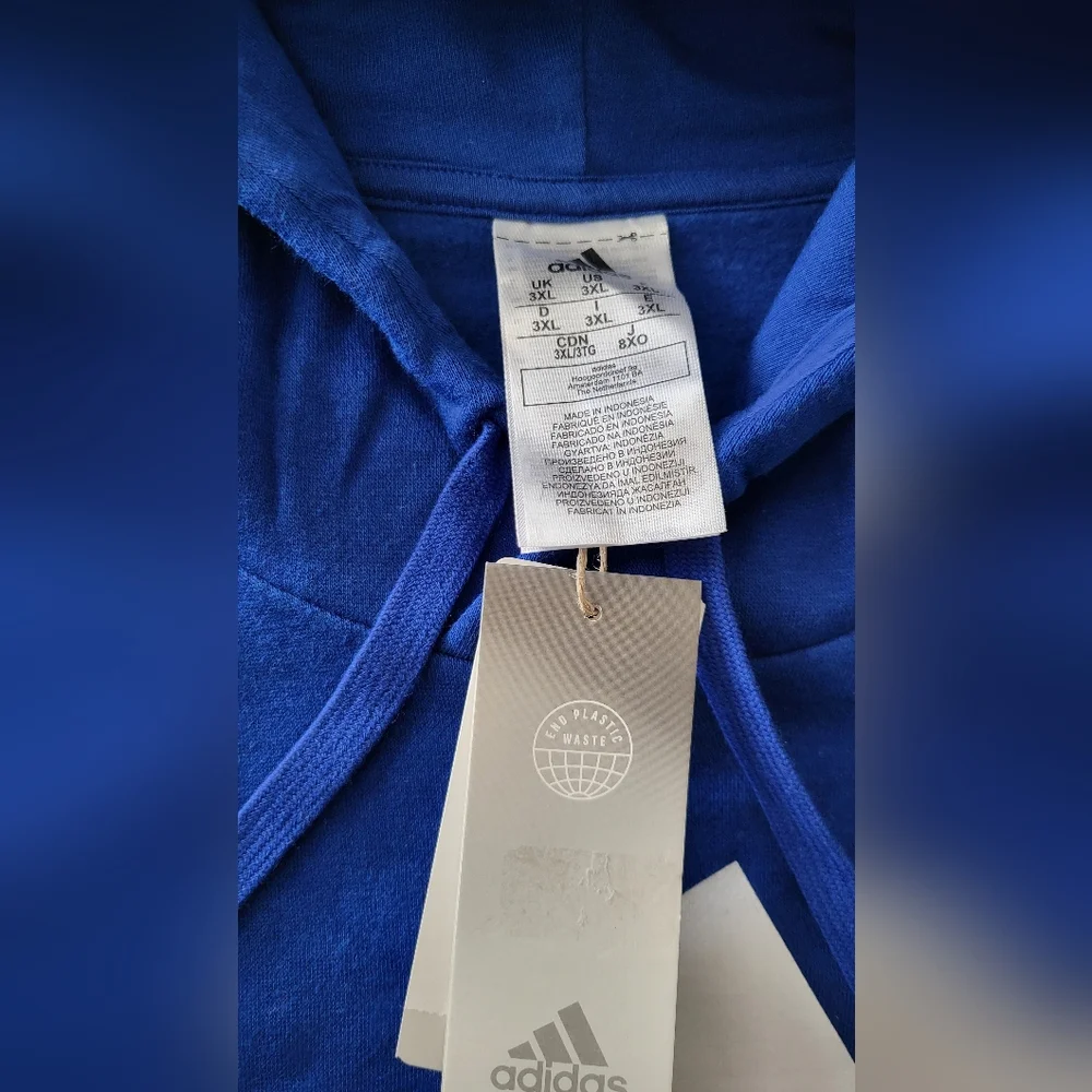 Adidas 3XL Blue and White Men's Hoodie T-007 - Picture 3 of 3